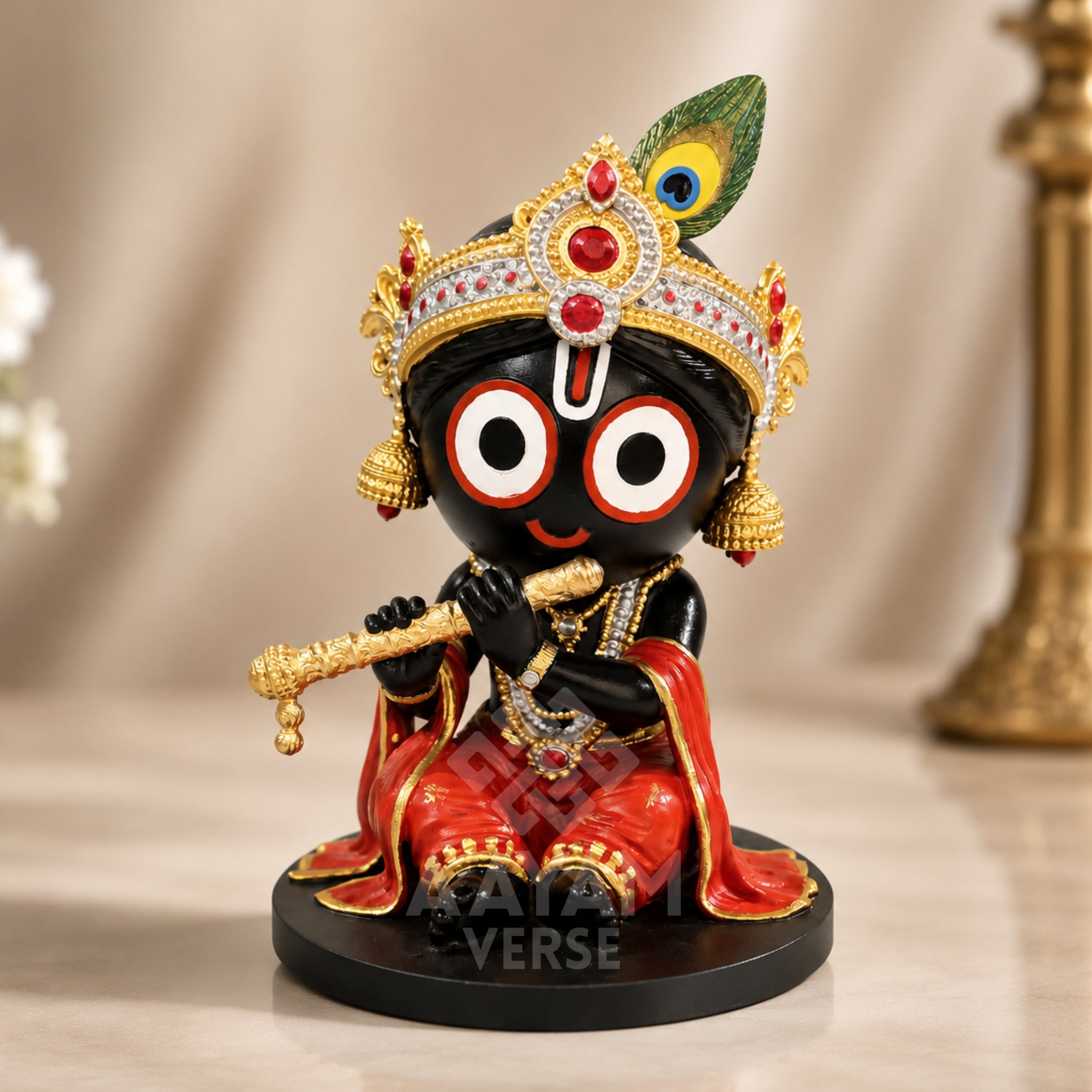 Bal Jagannath Murti for Car Dashboard – 3.5 Inch Resin Idol | Shubh Yatra Blessing | Hand-Painted Mini Jagannath Ji Statue for Car, Home & Gift