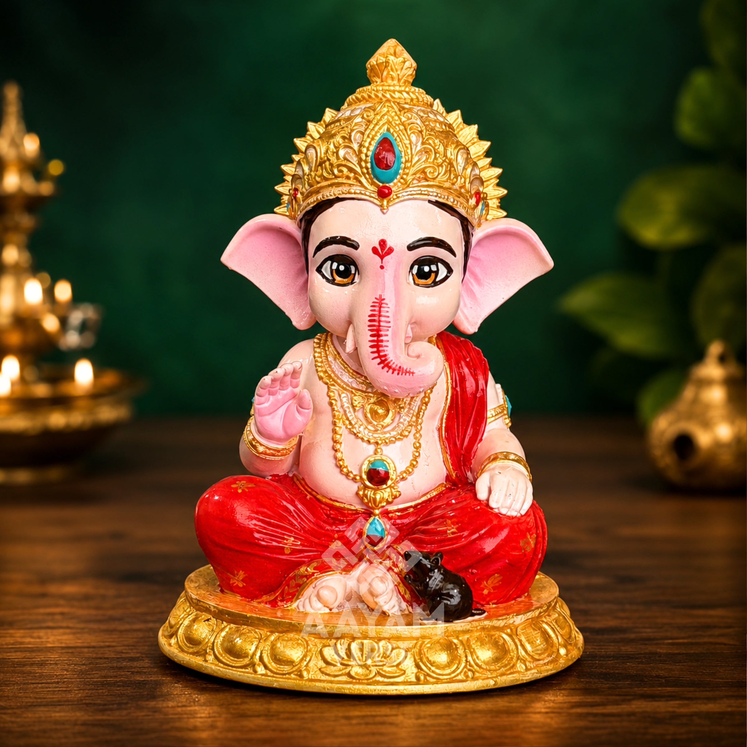 Sumukha Ganesh – 3.5 Inch Hand-Painted Idol