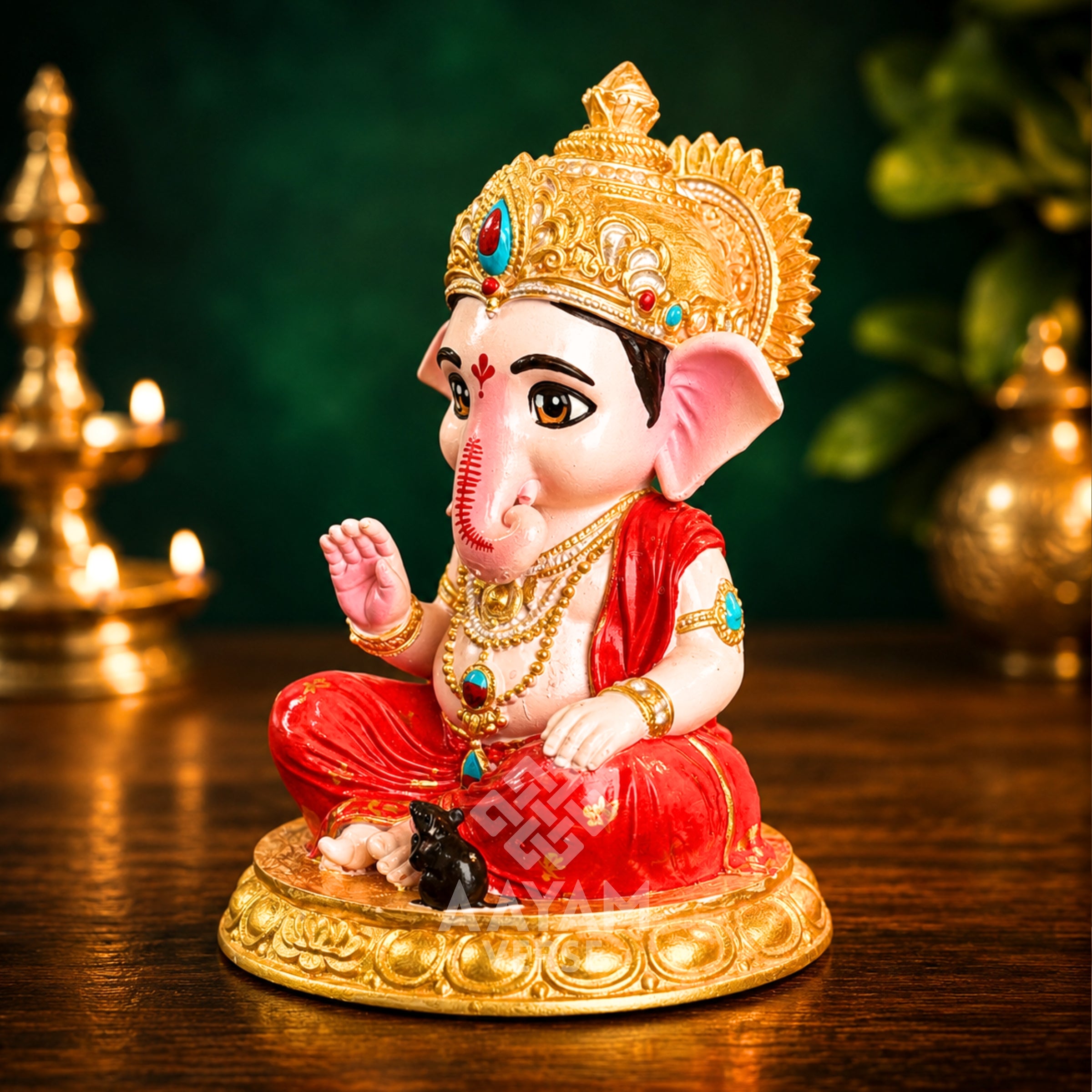 Sumukha Ganesh – 3.5 Inch Hand-Painted Idol