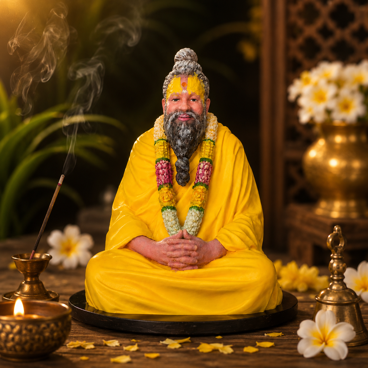 AAYAMVERSE Premanand Maharaj Ji Resin Idol-3.5 Inch | Hand-Painted Spiritual Idol for Car Dashboard, Home Temple & Office Decor