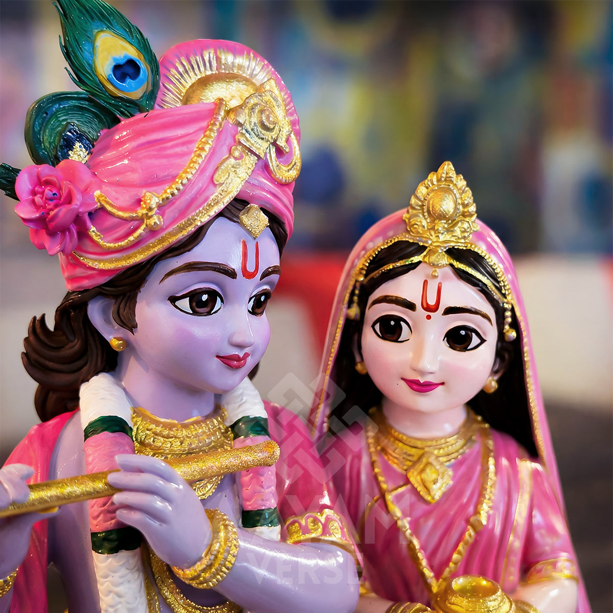 Premium Hand-Painted Radha Krishna Idol