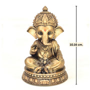 AayamVerse Sumukha Ganesh Idol – Antique Gold Finish | 4 Inch UV Resin Lord Ganesha Murti for Car Dashboard, Home Temple, Office Decor & Gifting