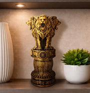 Rising Roar Ashok Stambh – 8 Inch Antique Gold Lion | Symbol of New India Strength & Pride