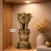 Rising Roar Ashok Stambh – 8 Inch Antique Gold Lion | Symbol of New India Strength & Pride