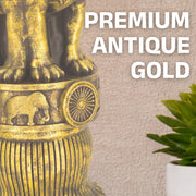 Rising Roar Ashok Stambh – 8 Inch Antique Gold Lion | Symbol of New India Strength & Pride
