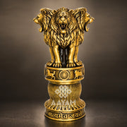 Rising Roar Ashok Stambh – 8 Inch Antique Gold Lion | Symbol of New India Strength & Pride