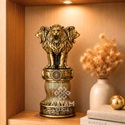 Rising Roar Ashok Stambh – 8 Inch Antique Gold Lion | Symbol of New India Strength & Pride