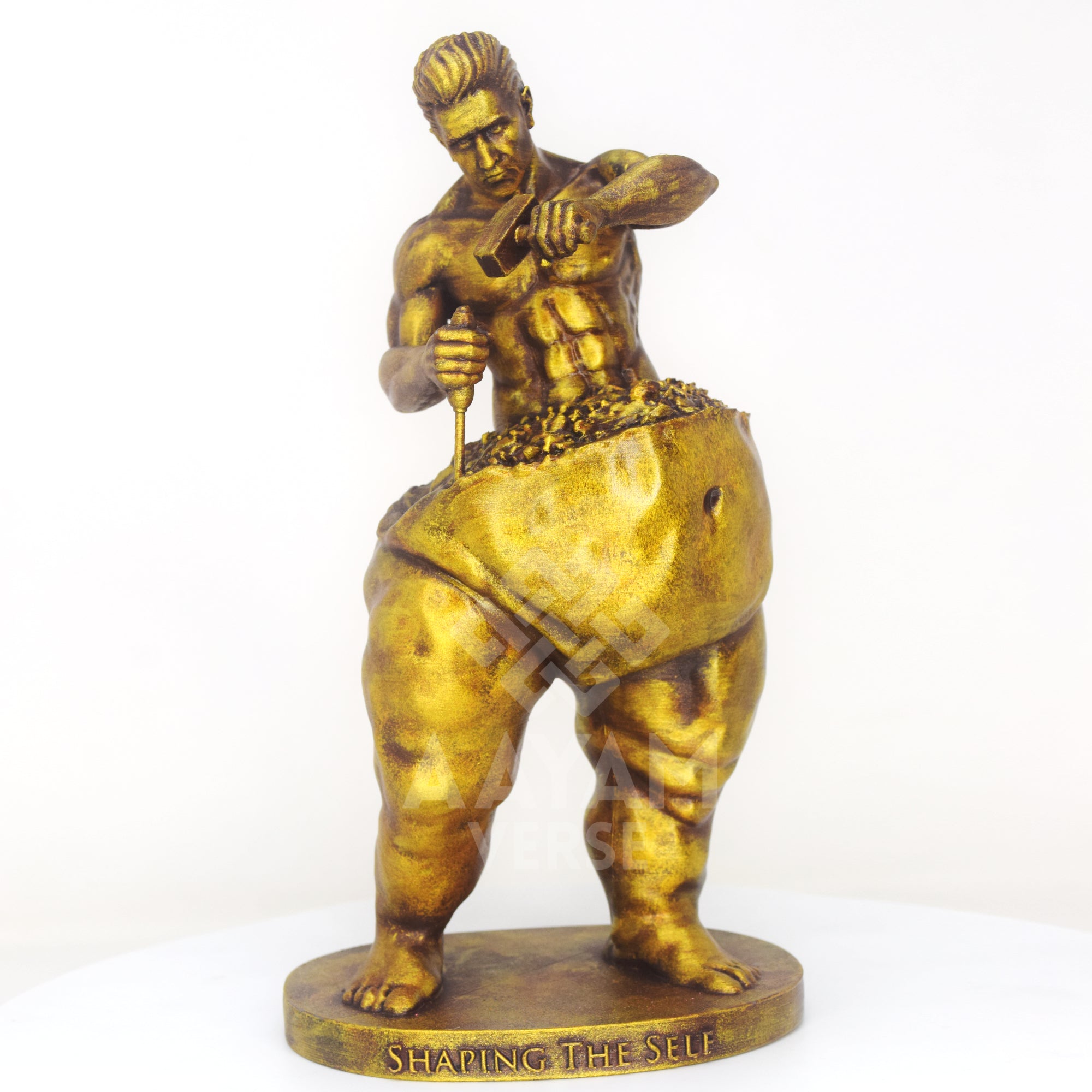 Shaping The Self Sculpture 8 Inch | Motivational Art Statue | Antique Gold Finish PLA+ Decor Showpiece for Office Desk, Study Table & Home Decor