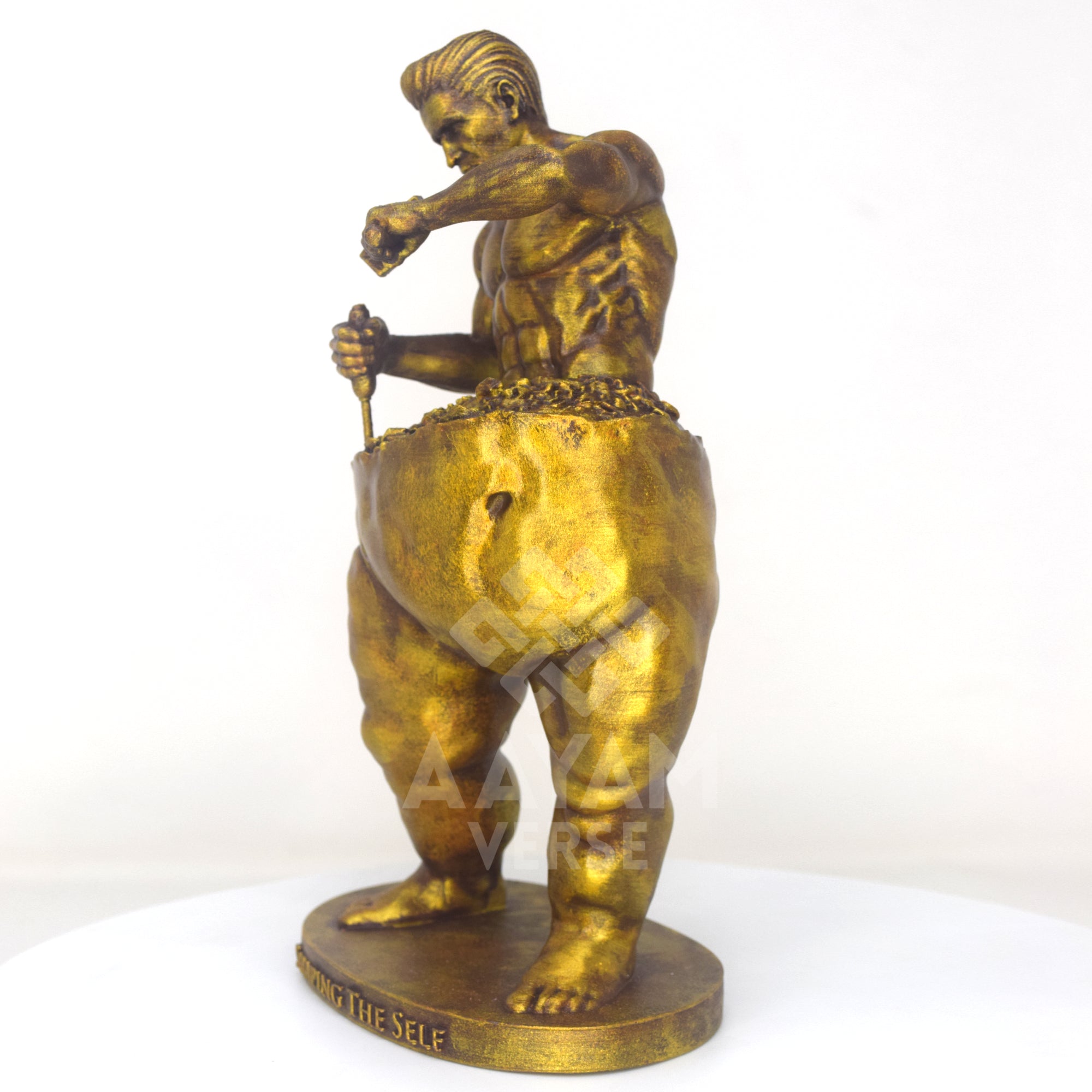 Shaping The Self Sculpture 8 Inch | Motivational Art Statue | Antique Gold Finish PLA+ Decor Showpiece for Office Desk, Study Table & Home Decor