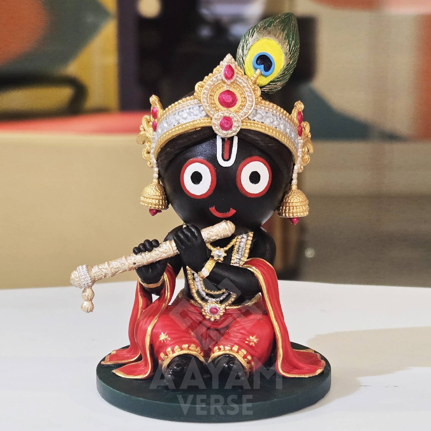 Bal Jagannath Murti for Car Dashboard – 3.5 Inch Resin Idol | Shubh Yatra Blessing | Hand-Painted Mini Jagannath Ji Statue for Car, Home & Gift