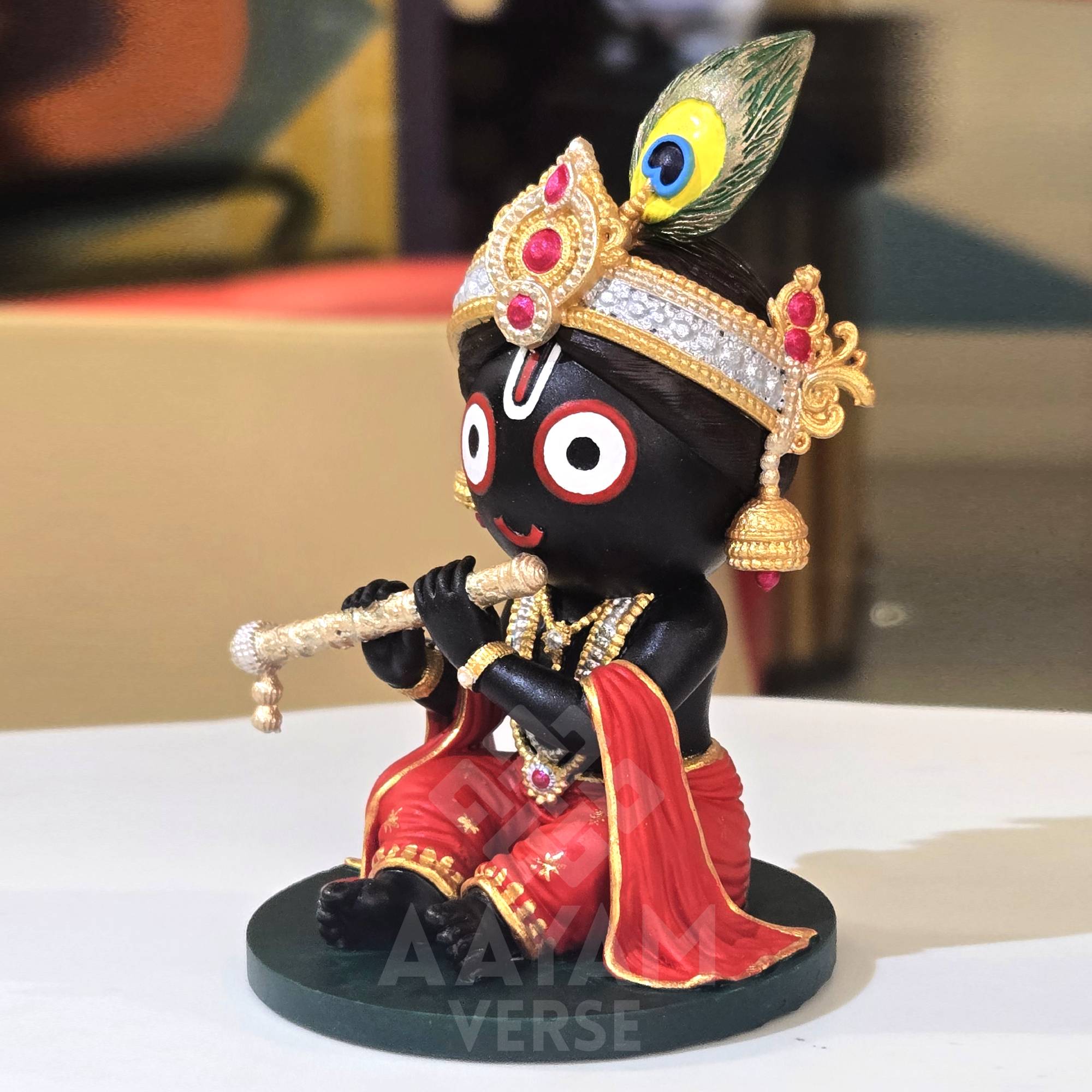 Bal Jagannath Murti for Car Dashboard – 3.5 Inch Resin Idol | Shubh Yatra Blessing | Hand-Painted Mini Jagannath Ji Statue for Car, Home & Gift