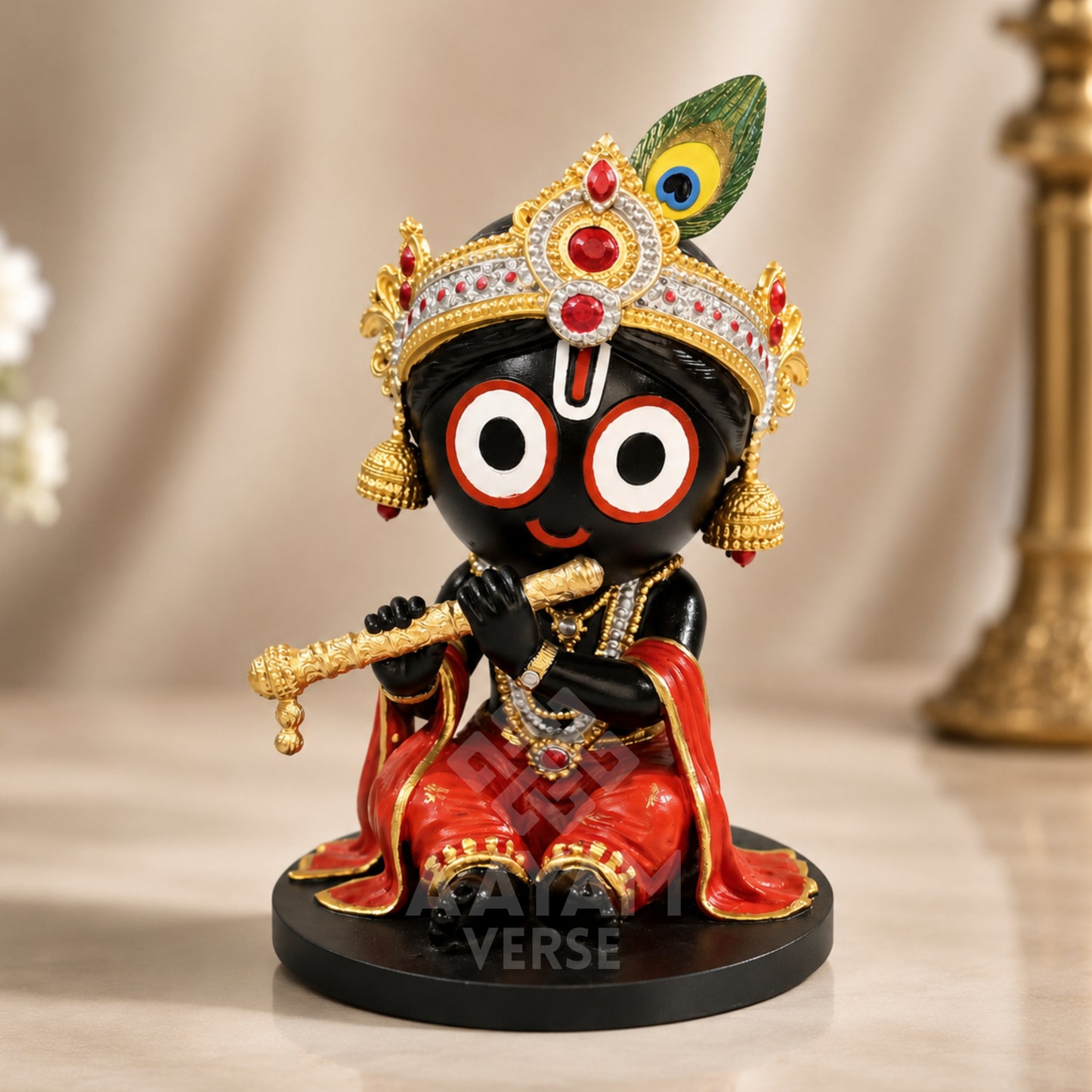 Bal Jagannath Murti for Car Dashboard – 3.5 Inch Resin Idol | Shubh Yatra Blessing | Hand-Painted Mini Jagannath Ji Statue for Car, Home & Gift