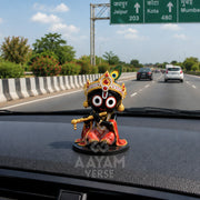 Bal Jagannath Murti for Car Dashboard – 3.5 Inch Resin Idol | Shubh Yatra Blessing | Hand-Painted Mini Jagannath Ji Statue for Car, Home & Gift
