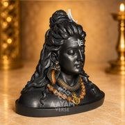 AAYAMVERSE Adiyogi Shiv Ji Idol – 3.5 Inch Premium Hand-Painted Resin Car Dashboard Murti | Mahadev Bust Statue for Home, Office & Pooja Room