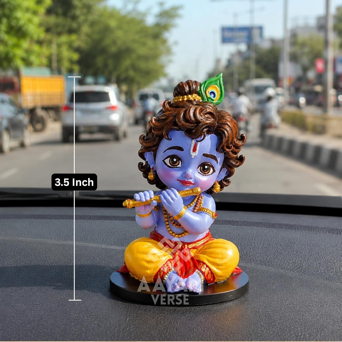 Balroop Blessings Natkhat Krishna Murti-Premium Hand-Painted UV Resin Murti 3.5 Inches