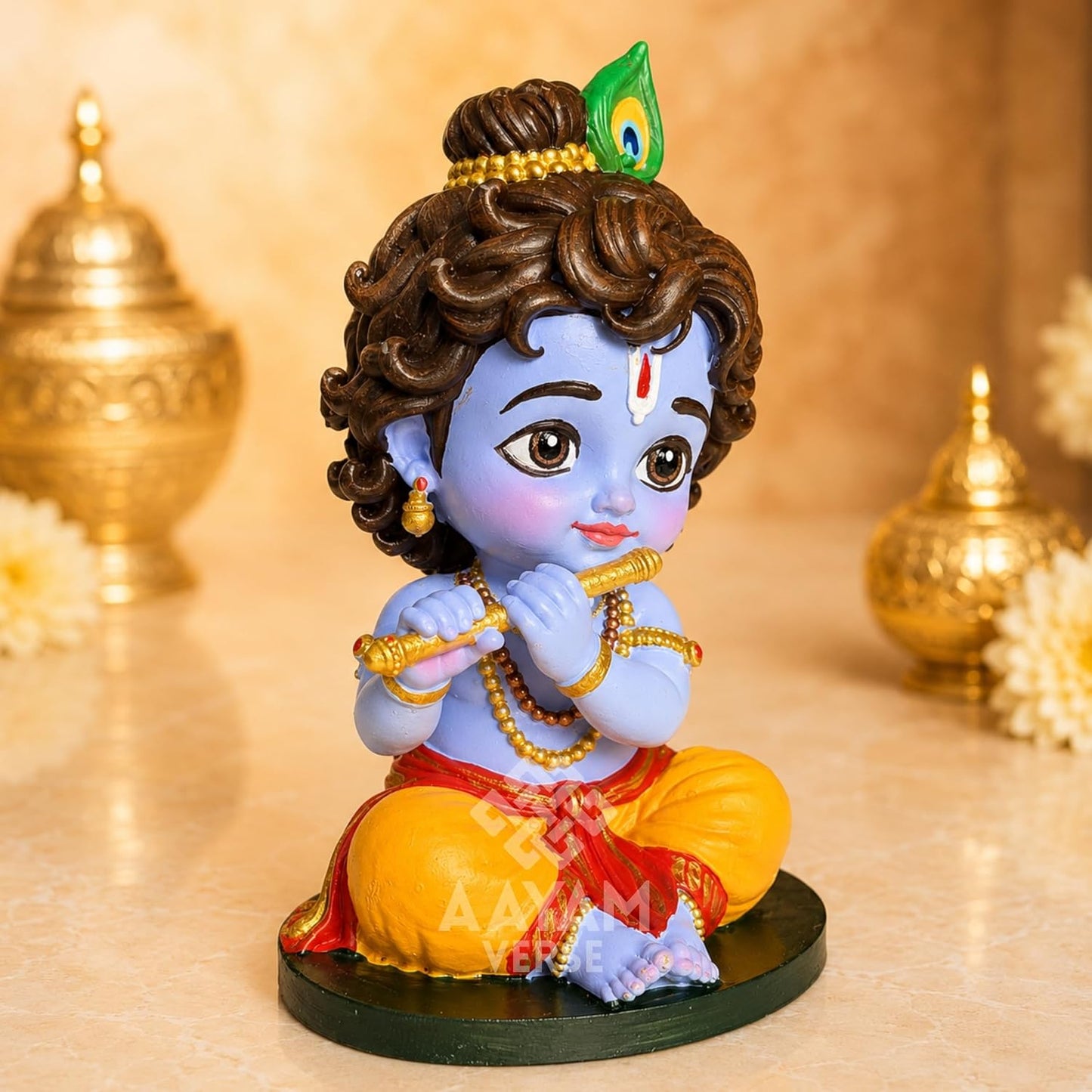 Balroop Blessings Natkhat Krishna Murti-Premium Hand-Painted UV Resin Murti 3.5 Inches