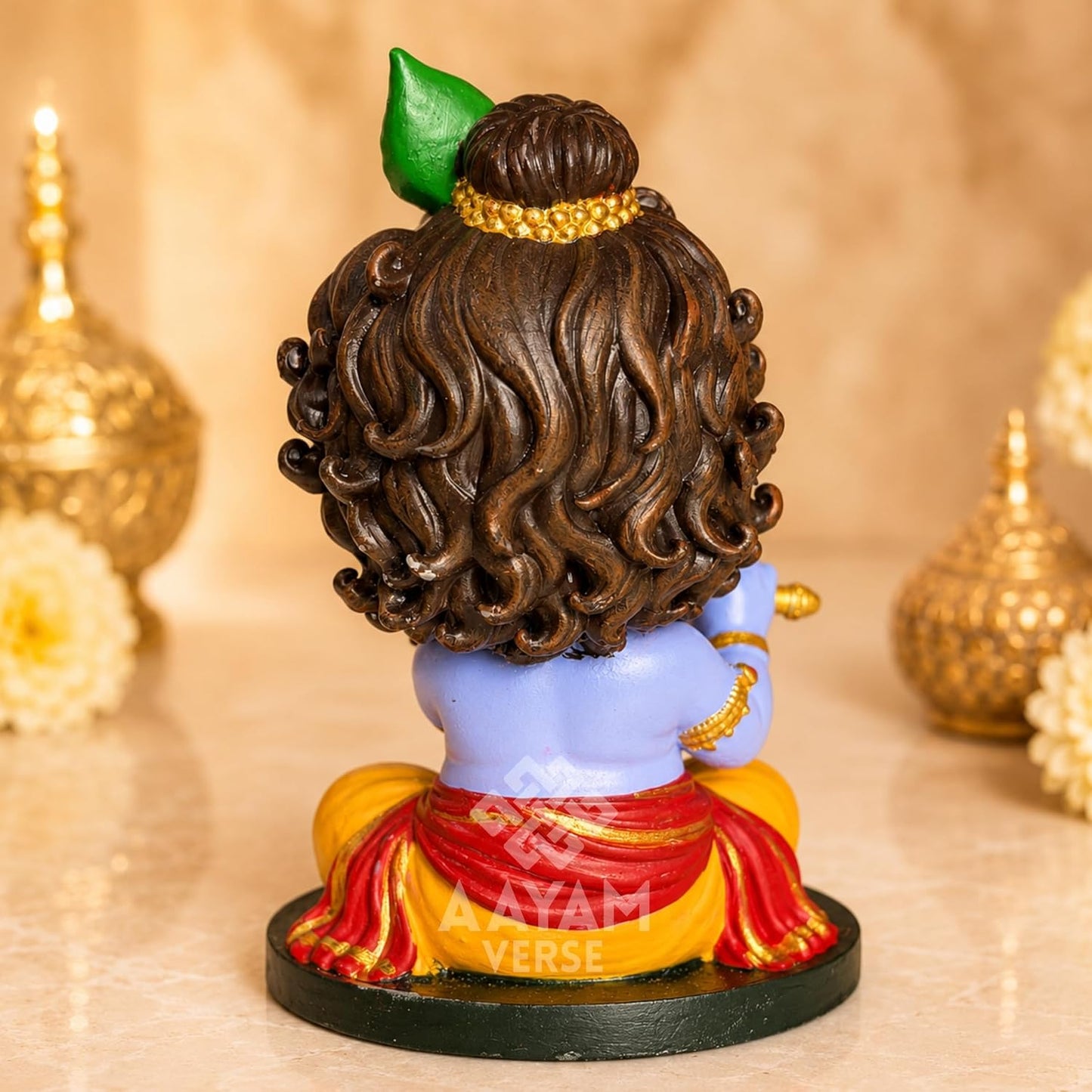 Balroop Blessings Natkhat Krishna Murti-Premium Hand-Painted UV Resin Murti 3.5 Inches