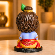 AAYAMVERSE Makhanchor Krishna Idol for Car Dashboard & Home Decor | 3.5 Inch UV Resin Hand-Painted Murti | Bal Krishna Makhan Chor Statue | Premium Collectible Hindu God Idol | Temple, Office & Gift
