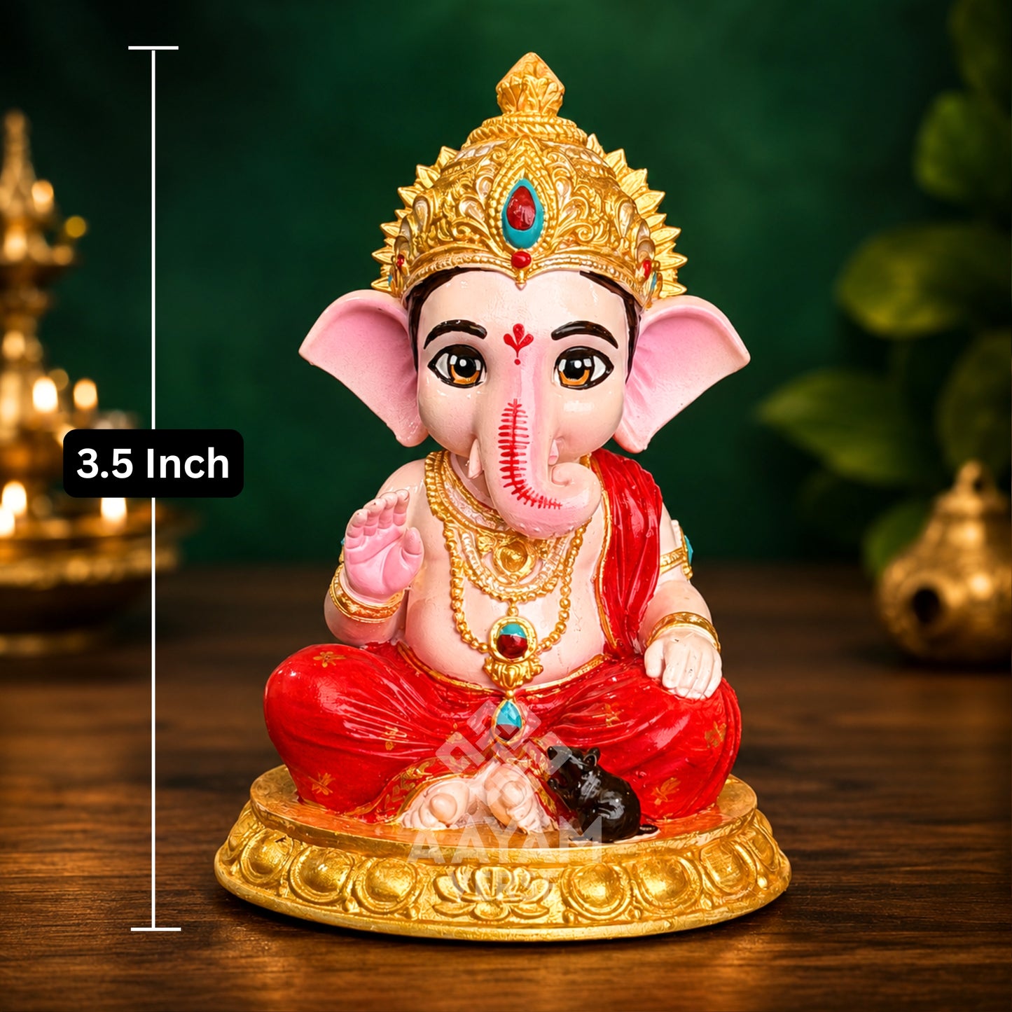 Sumukha Ganesh – 3.5 Inch Hand-Painted Idol