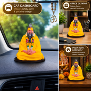 AAYAMVERSE Premanand Maharaj Ji Resin Idol-3.5 Inch | Hand-Painted Spiritual Idol for Car Dashboard, Home Temple & Office Decor